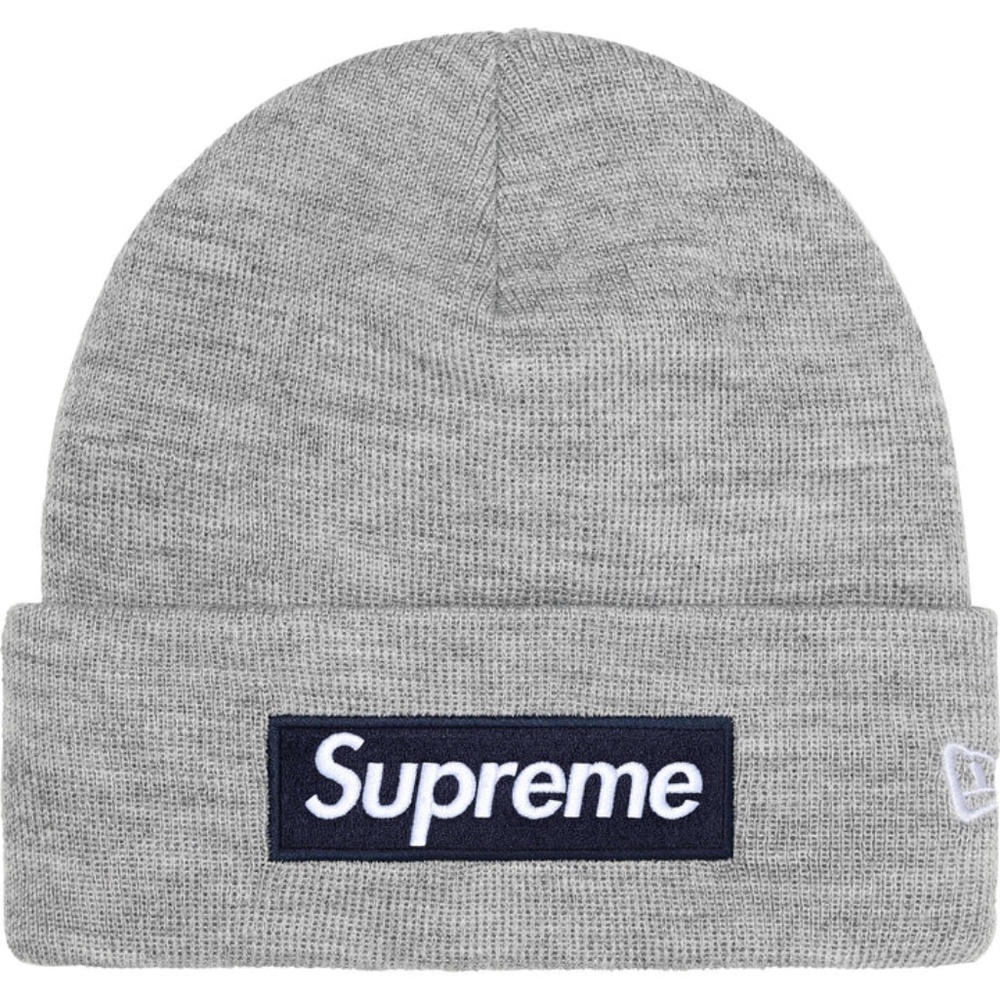 Supreme New Era Box Logo Beanie FW25 Heather Grey 100% Dead Stock